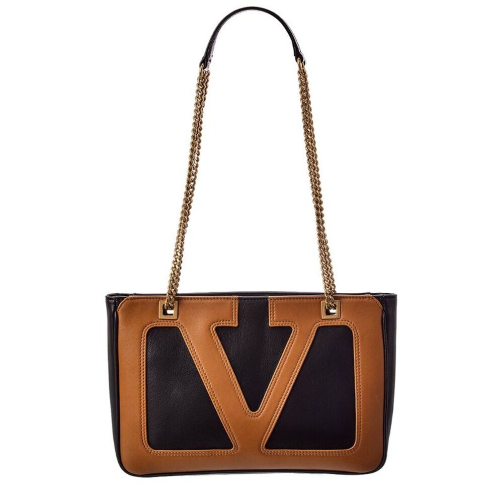 Valentino Vlogo Leather Shoulder Bag, Brown